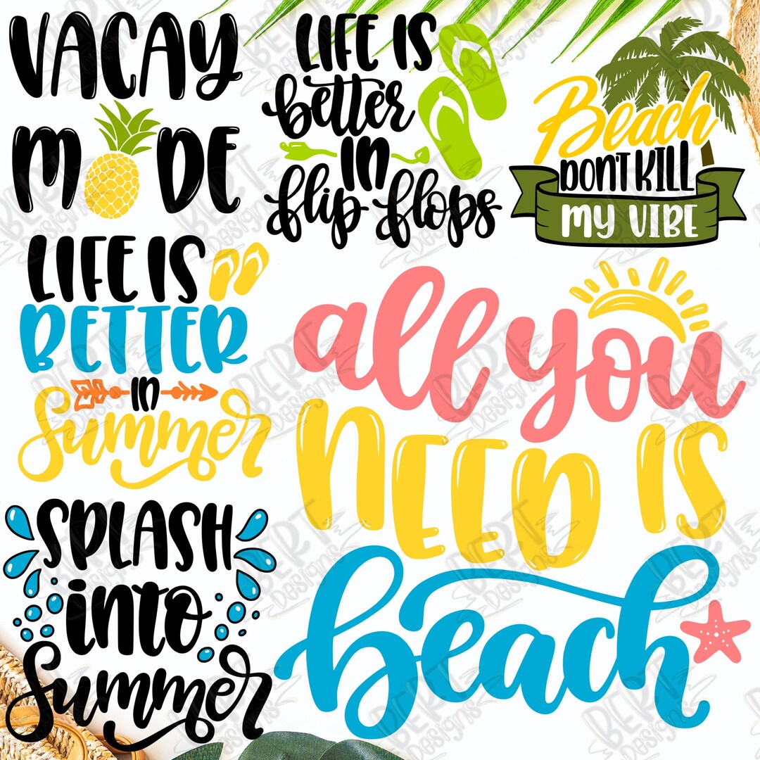 Beach Quotes Bundle Svg Summer Life Svg Bundle Flip Flops Svg Design ...