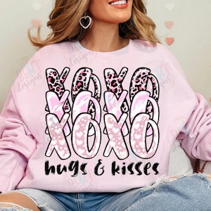 Xoxo Png Sublimation Designs Leopard Valentine Umarmungen und Küsse Png, rosa Leopardenmuster Valentinstag Zitat Png, Tic Tac Toe Png Trending Designs