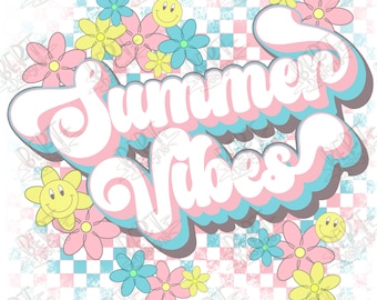 Vibraciones de verano png sublimación maravillosa cita de verano png imagen de vida de verano camiseta png retro vibraciones de verano png flores png genial camiseta sublimación