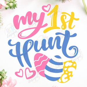My First Hunt Svg Cut Files For Cricut, My First Easter Newborn Shirt Svg, Easter Laser Files Baby Girl Svg, Easter Eggs Svg Baby Onesie Svg