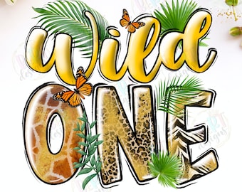 Wild One Animal Druck PNG: Safari 1st Birthday Design (Digitaler Download)