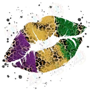 Mardi Gras Lips Png Sublimation Designs, Mardi Gras Kiss Louisiane Png, Léopard Mardi Gras New Orleans Png, Carnaval Clipart écrevisses Png