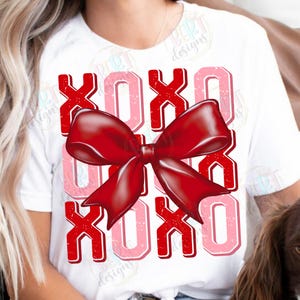 Xoxo Png Valentine Coquette Sublimation Designs, Fiocco Rosso Clipart Abbracci E Baci Png, Disegni Di Tendenza Di San Valentino In Difficoltà Xoxo Shirt Png