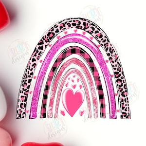 Valentijn regenboog sublimatie ontwerpen, liefde harten clipart roze regenboog png, luipaard regenboog schattige Valentijn png, peuter Valentijn Xoxo png