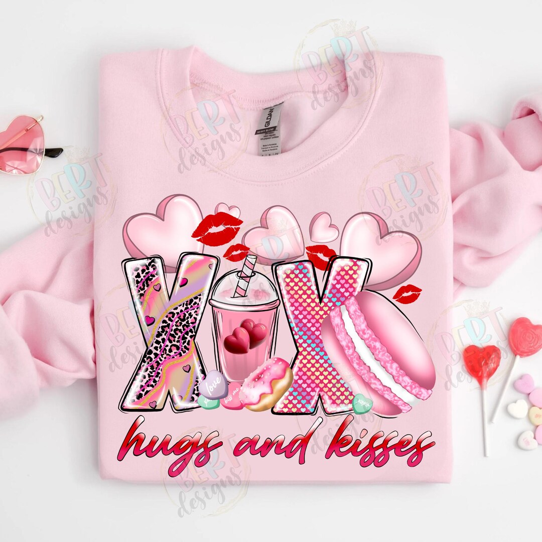 Hugs and Kisses Png Sublimation File, Pink Valentine Png Xoxo Shirt ...