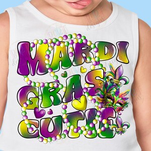 Mardi Gras Cutie Png Sublimation Designs, Mardi Gras Girl Louisiane Png, La Nouvelle-Orléans chemise carnaval Clipart, Mardi Gras perles écrevisses Png