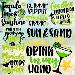 Margarita citas paquete svg bebidas de verano svg paquete tequila citas set svg diseño playa vida paquete svg imágenes de corte vacay paquete svg set