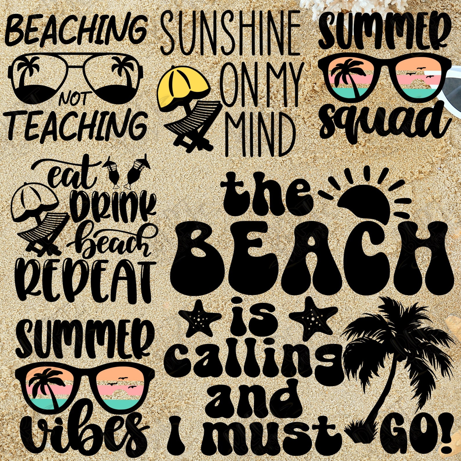 Beach Quotes Bundle Svg Summer Life Svg Bundle Sunshine Bundle Svg ...