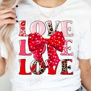 Valentine Kokette Roter Bogen Png Sublimationsentwürfe, Leopardenmuster Liebe Retro Valentine Png, niedlicher Valentine Png Trending Designs, Xoxo Png