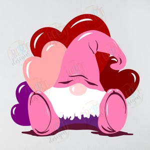 Liefde kabouter Svg gesneden bestanden voor Cricut, Valentijnsdag kabouter Shirt Design Svg, kabouter Clipart schattige babyshirt Svg kabouter met hart roze liefde Svg
