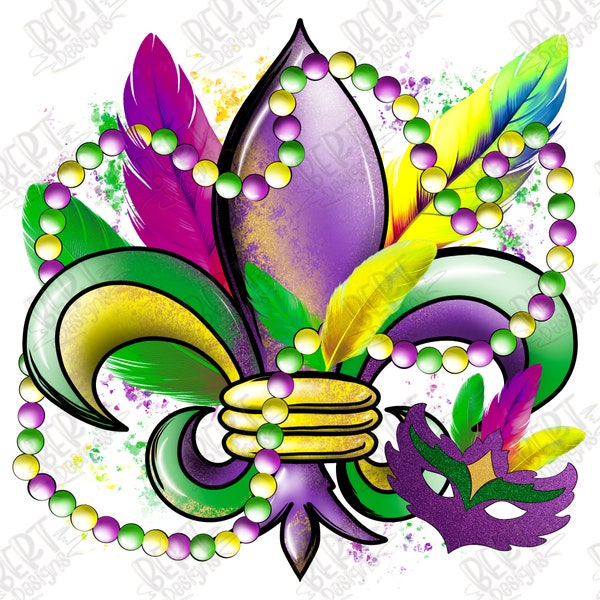 Fleur de Lis png sublimation design Mardi Gras png éléments perles png Mardi Gras masque clipart Louisiane carnaval png Défilé de la Nouvelle-Orléans png