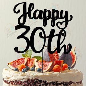 Gelukkige 30e verjaardag taart Topper Svg, 30e verjaardag bruidstaart Svg, 30e taart Topper lasersnijden bestand, dertigste verjaardag Party Decor