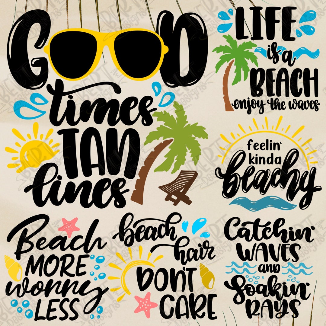 Beach Quotes Bundle Svg Summer Life Svg Bundle Waves Quotes Set Svg ...