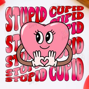 Dumme Cupid Png Sublimationsentwürfe, lustiges Valentine Png Smiley-Herz, Groovy Valentine Png Retro Blasenschrift, gewellter Text Png Xoxo Png