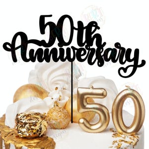 Adorno para tarta de 50 aniversario Svg, Decoración para tarta de aniversario de boda Svg, Adorno para tarta de 50 años, Pastel de bodas de oro Svg