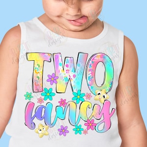 Due fantasiosi compleanni PNG Sublimazione, Clipart arcobaleno secondo compleanno, Maglietta di compleanno PNG Clipart stelle carine, Maglietta divertente per bambini 2° compleanno