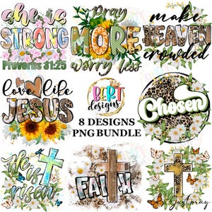 Religiöses Png Bundle Sublimationsdesigns, Blumenbibel Vers Jesus Christus Png, Christliche Designs Blumen Sublimation, Blumenkreuz Clipart