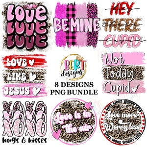 Valentinstag Bundle Png Sublimationsentwürfe, rosa Leopardenmuster Valentinstag Zitate Png, Liebe wie Jesus Png Kleinkind Shirt Design, Xoxo Png
