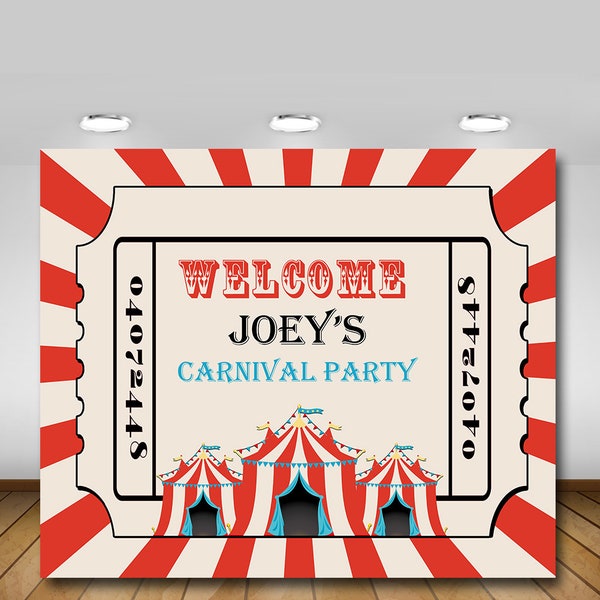 Printable Carnival Birthday Party Backdrop, Circus Birthday Party Backdrop, Ticket Backdrop, 1st Birthday, Birthday Party Decor