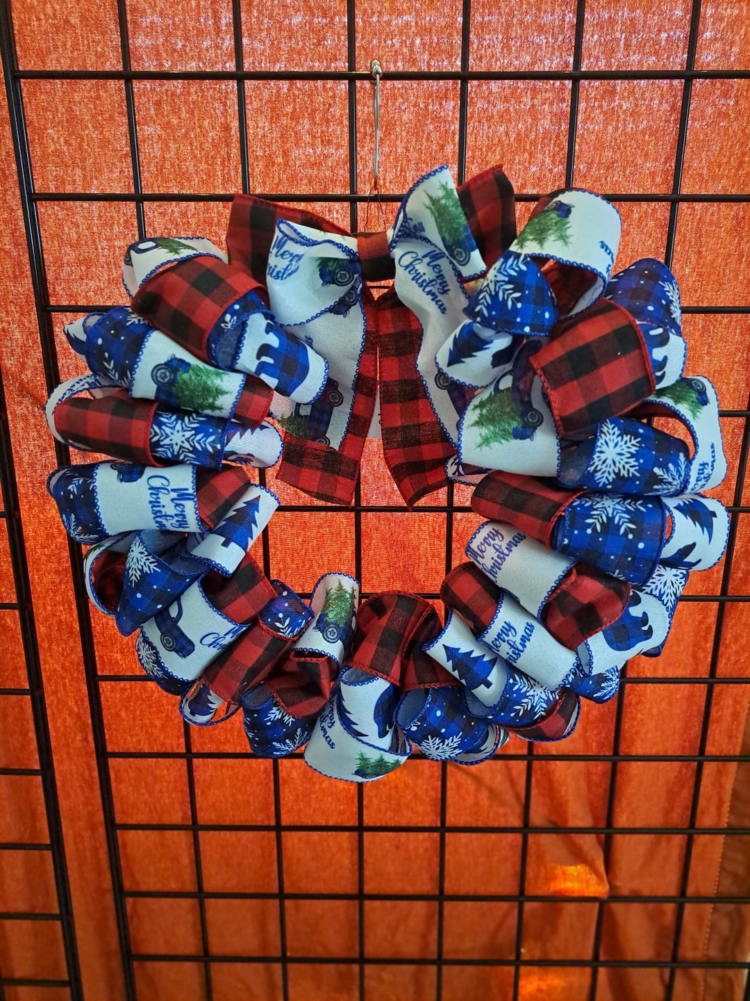 Christmas Ribbon Wreath Etsy