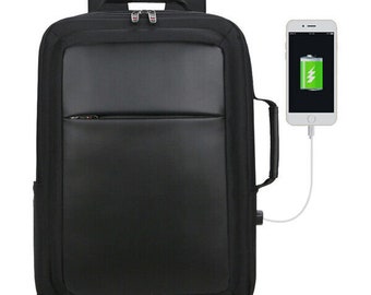 CITYCYBER Notebook Rucksack Tasche Bag with RFID-Schutz Ausleseschutz USB schwarz