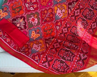 Pure Silk Handmade Semi Double Ikkat Rajkot Patola