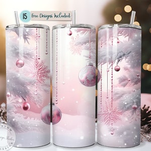 Christmas Tumbler Snowman Tumbler Design Cute Pink 20oz Skinny Tumbler Sublimation Design Straight Design PNG Tumbler Design Pink Winter