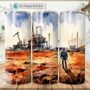 Oil Worker Tumbler Cute Design Oil Rig Wrap Tumbler Dad Tumbler 20oz Skinny Tumbler Sublimation Design Oilfield Worker PNG Mom Tumbler