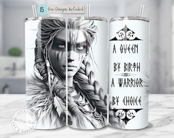 Viking Tumbler Wrap Strong Viking Png Women Png Viking Leader Positive Affirmations Braided Hair 20 oz Sublimation Skin Warrior Women Png