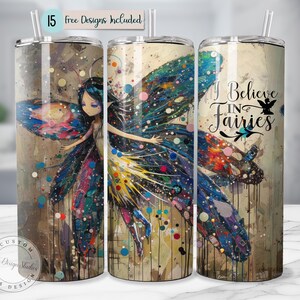 Gothic Fairy Design Whimsical Magical Art Tumbler 20oz Skinny Tumbler Sublimation Skin Straight Whimsical Forest Fairy PNG Tumbler