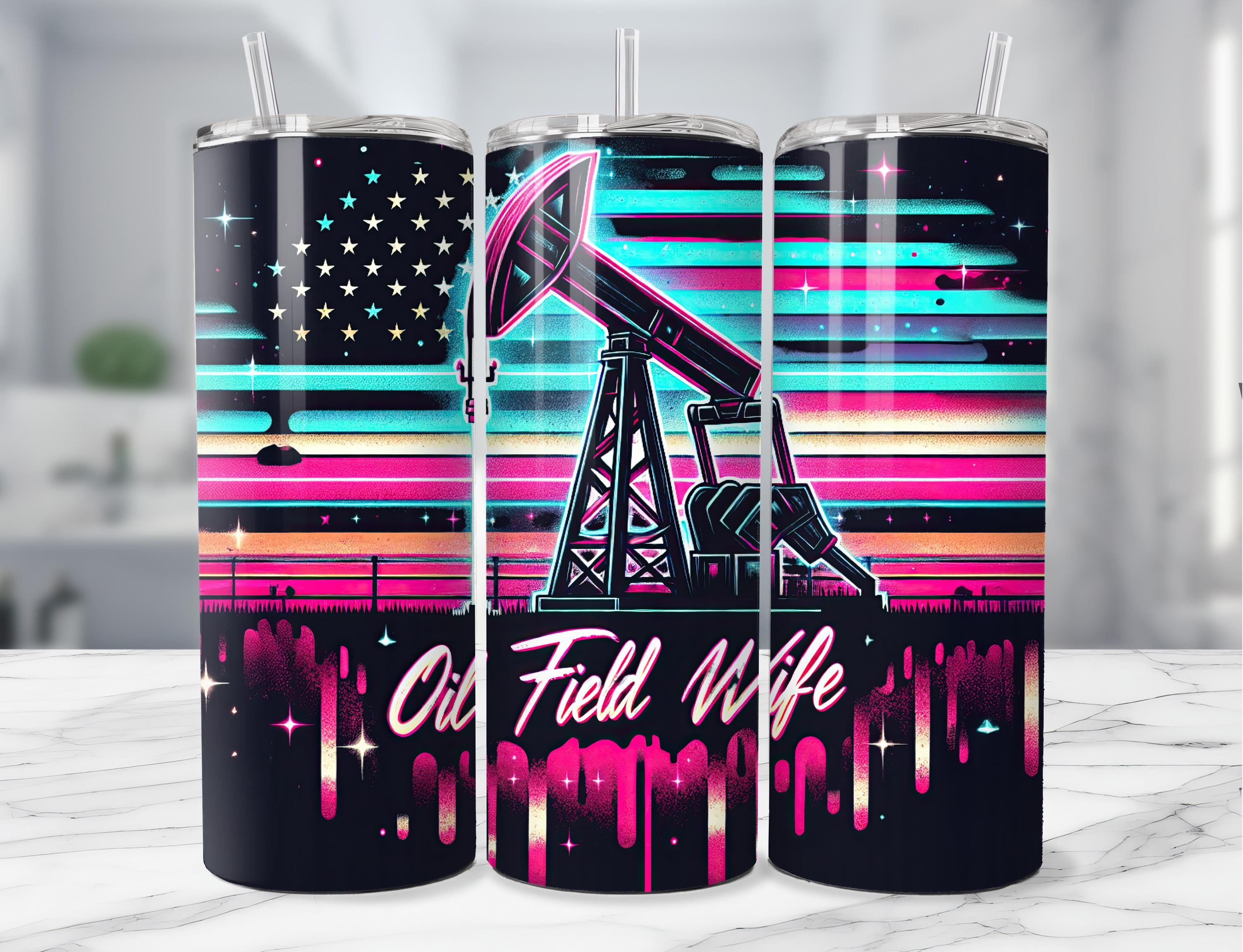 Oil Rig Wrapping Paper Oilfield Wife Png 20oz Skinny Tumbler Wrap Design Oilfield Rig Png ...