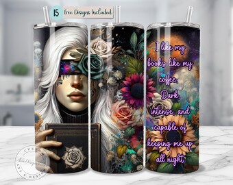 Dark Bookish Tumbler Wrap Buch Tumbler Buchliebhaber PNG Fantasy Gothic Buch Png Digitaler Download Buch Tumbler Design 20oz Skinny Tumbler