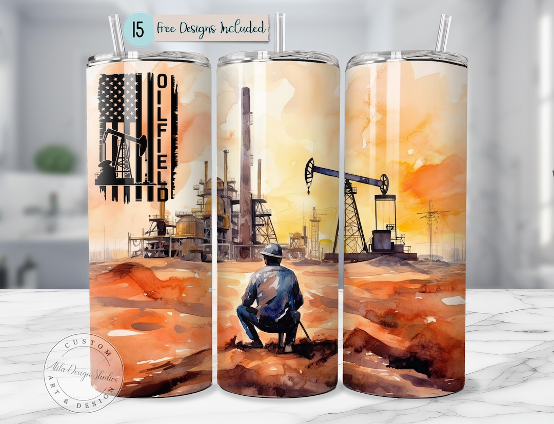 Oil Rig Wrapping Paper Oilfield Tumbler Wrap Design Cute Design Oil Rig Worker Wrap Gift for ...