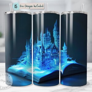 Reading Lover Book Lover Dark Art Mystical Fantasy Art Book Nook Seamless Tumbler Sublimation Design Straight Tapered Design PNG Tumbler
