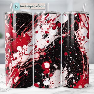 Abstract Red Black Seamless Tumbler Design 20oz Skinny Tumbler Sublimation Design Jackson Pollock Inspired PNG Tumbler Bold Modern Edgy PNG