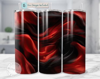 Luxus Rot Schwarz Nahtloses Design Schwarz Rot Nahtlos 20 Unzen Skinny Tumbler Sublimation Design Roter Stoff Stoff Design PNG Tumbler 3D Design