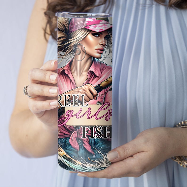 Fisherman Tumbler Wrap Design Bass Fishing 20oz Skinny Reel Girls Fish ...