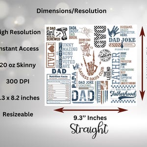 K&ouml;nnte beinhalten: Ein digitales Design mit Texten und Grafiken zum Vatertag. Es enth&auml;lt S&auml;tze wie "Dad Joke", "Badass Dads Club" und "Father" sowie eine N&auml;hrwerttabelle. Das Design misst 23,6 x 20,8 cm.
