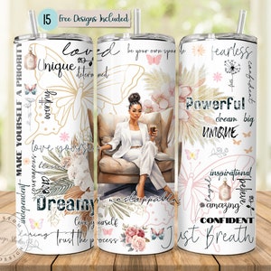 Boss Babe png Girl Boss Strong Women Positive Quote png Design 20oz Skinny Tumbler Inspirational Black Women Sublimation Wrap Black Queen