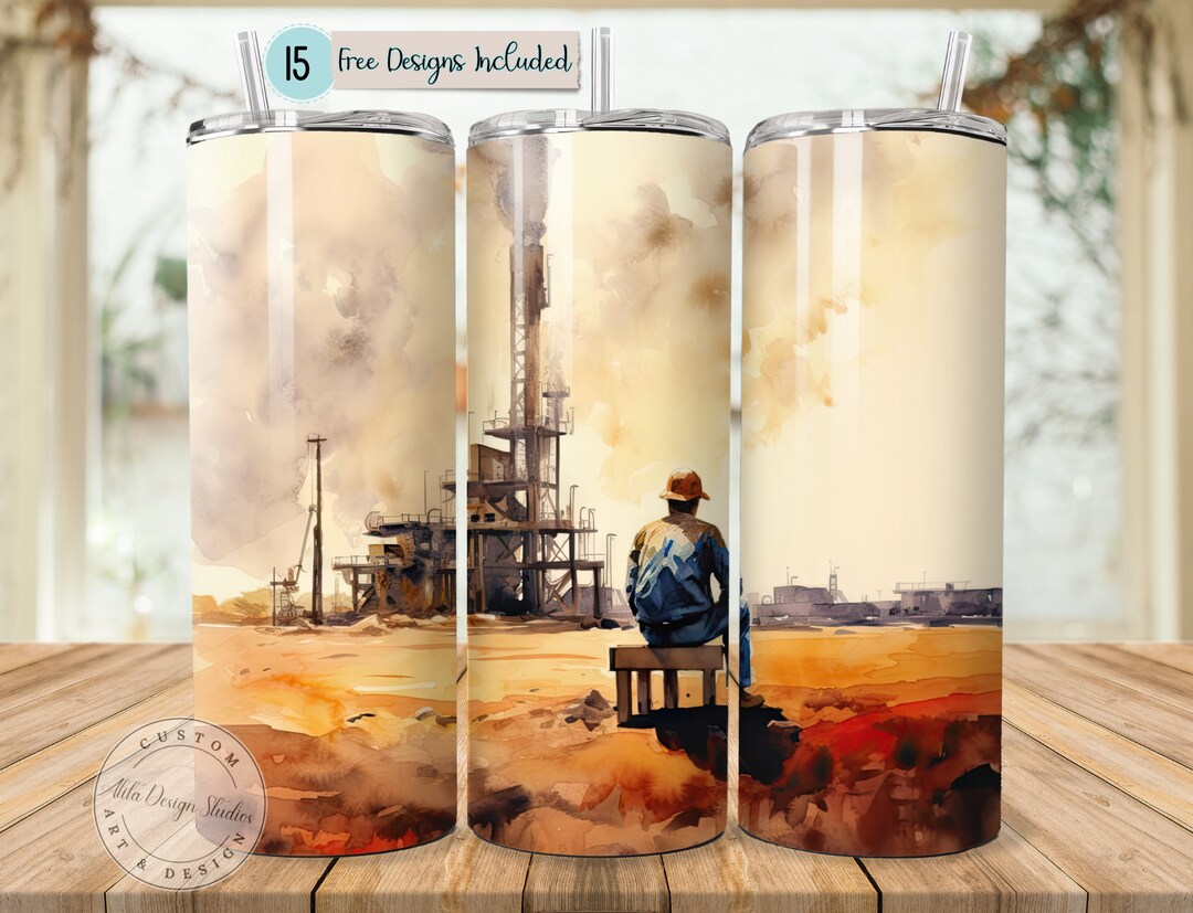 Oil Rig Wrapping Paper Oilfield Worker Tumbler Cute Design Oil Rig Wrap Tumbler Dad Tumbler ...