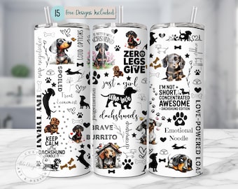 Diseño de vaso de perro salchicha, 20 oz, envoltura de perro salchicha, envoltura de perro, texto PNG, diseño de vaso, sublimación, piel, vaso sarcástico, perro, huellas de patas de perro PNG