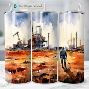 Oil Worker Tumbler Wrap Design Cute Design Oil Rig Wrap Dad Tumbler 20oz Skinny Tumbler Sublimation Design Oilfield Worker PNG Mom Tumbler