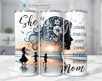 Mothers Day Tumbler Wrap PNG A Mothers Love Positive Quote PNG 20oz Skinny Tumbler Wrap Beach Mama Love A Mother’s Love Sublimation Design