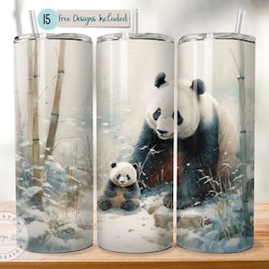 Panda Bear Tumbler Baby Panda Cute Design Snow Panda 20oz Skinny Tumbler Sublimation Design Straight Cute Baby Animals PNG Tumbler Design