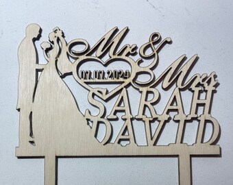 Custom Wedding Cake Topper, Personalized Wedding Cake Topper