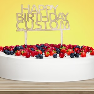 Custom Cake Topper, Personalized Text for birthday party, Wood Cake Topper