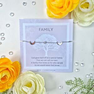 Vriendschapsarmband, stamboomcadeau, welkom bij de familie, maanarmband, cadeau voor haar, bedankkaart, zorgencadeau, hier voor je cadeau