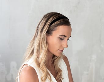Thin soft velvet headband, Black velvet headband