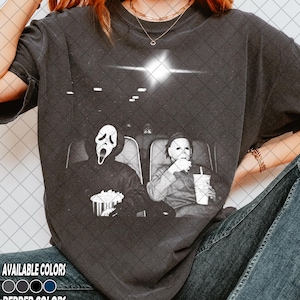 Limited Comfort Colors Ghostface and Michael Myers Movie Theater Shirt, Slasher Horror Tee, Gift For Women and Man Unisex Shirt image 1