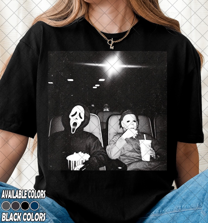 Limited Comfort Colors Ghostface and Michael Myers Movie Theater Shirt, Slasher Horror Tee, Gift For Women and Man Unisex Shirt image 3